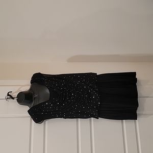 Black drape front dress